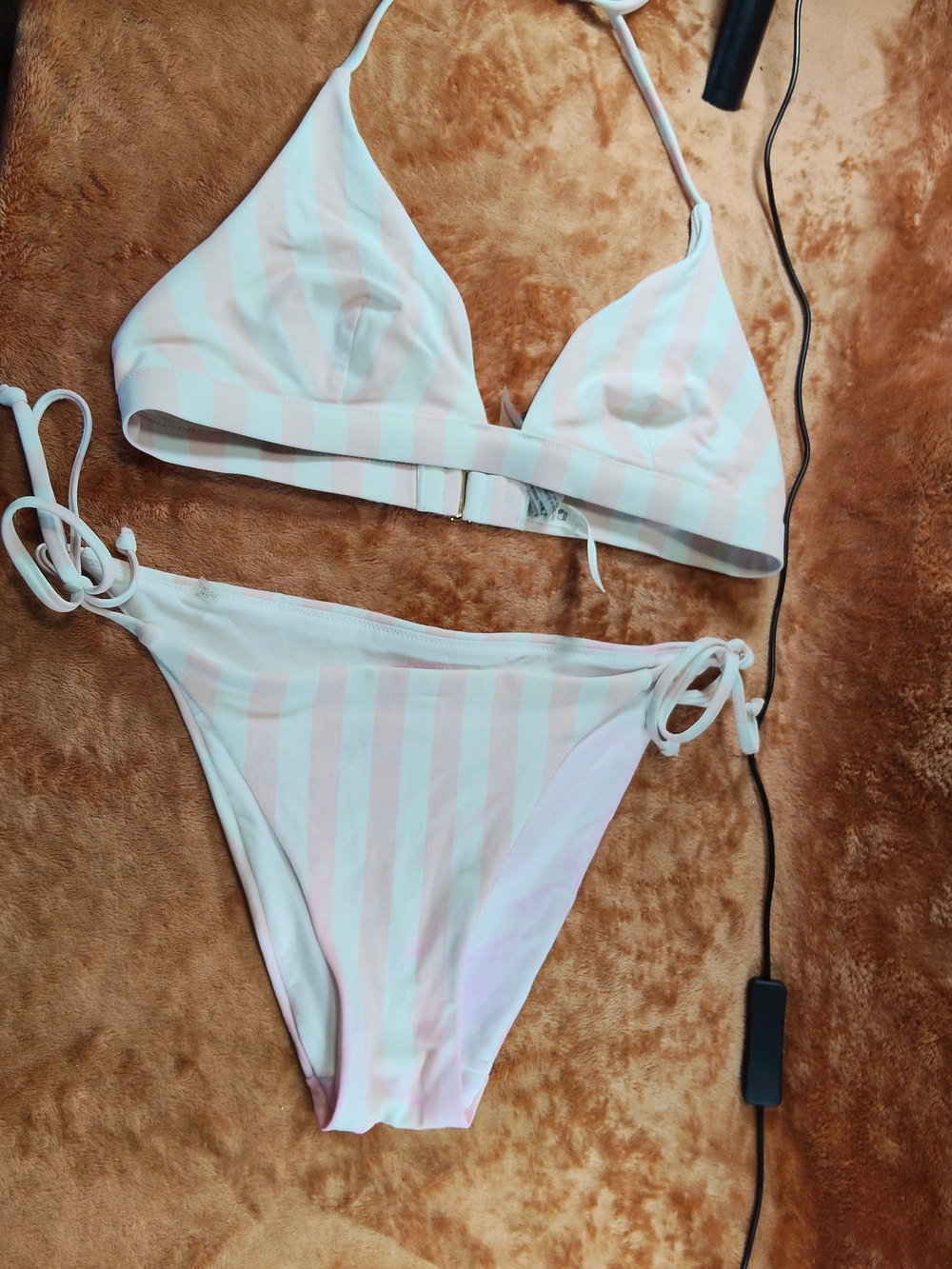 Victoria's Secret White and Pink Bikini Bottom